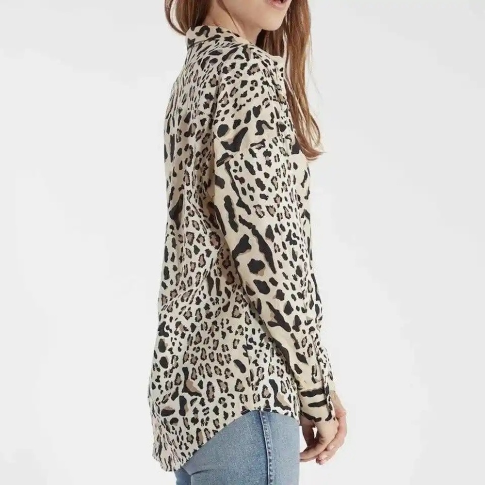 Atm Camel Black Mixed Leopard Print Button Boyfri… - image 3